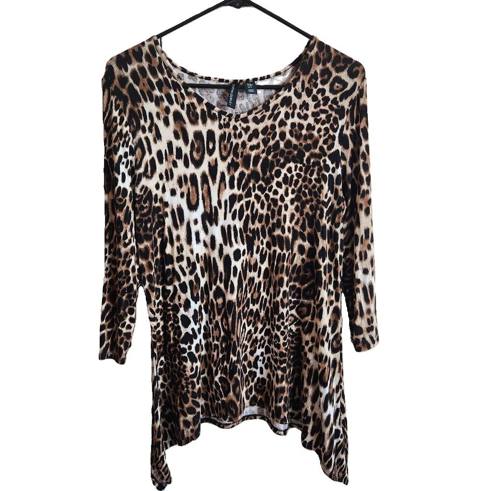 Cynthia Rowley Asymmetrical Leopard Print Tunic Top M